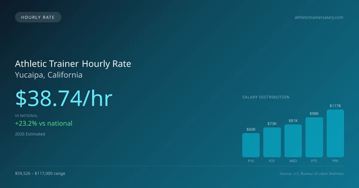 Athletic Trainer Hourly Rate in Yucaipa, CA — 2026 est., based on 2025 BLS