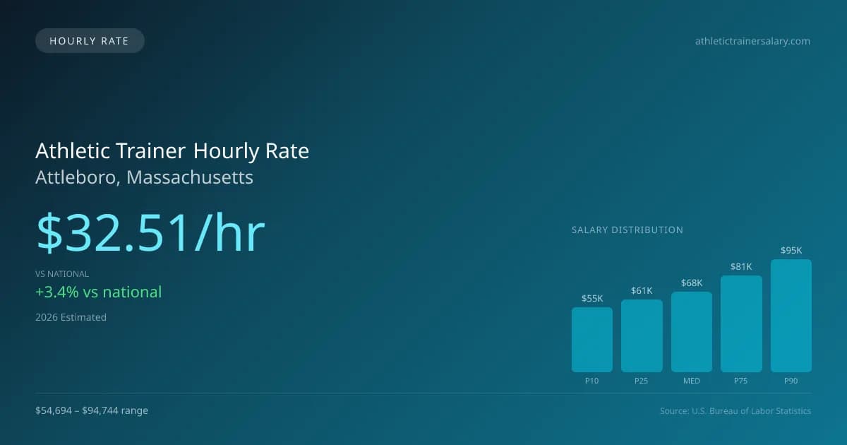 Athletic Trainer Hourly Rate in Attleboro, MA — 2026 est., based on 2025 BLS