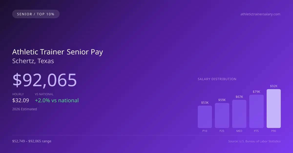 Athletic Trainer Senior Salary in Schertz, TX — 2026 est., based on 2025 BLS