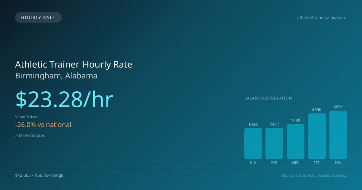 Athletic Trainer Hourly Rate in Birmingham, AL — 2026 est., based on 2025 BLS