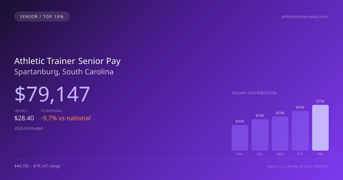 Athletic Trainer Senior Salary in Spartanburg, SC — 2026 est., based on 2025 BLS
